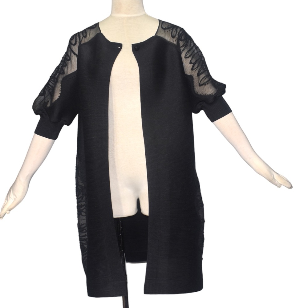 Masaki Matsuka Black Micro Pleated Plisse Duster Evening Jacket One Size OS M L - Picture 5 of 13